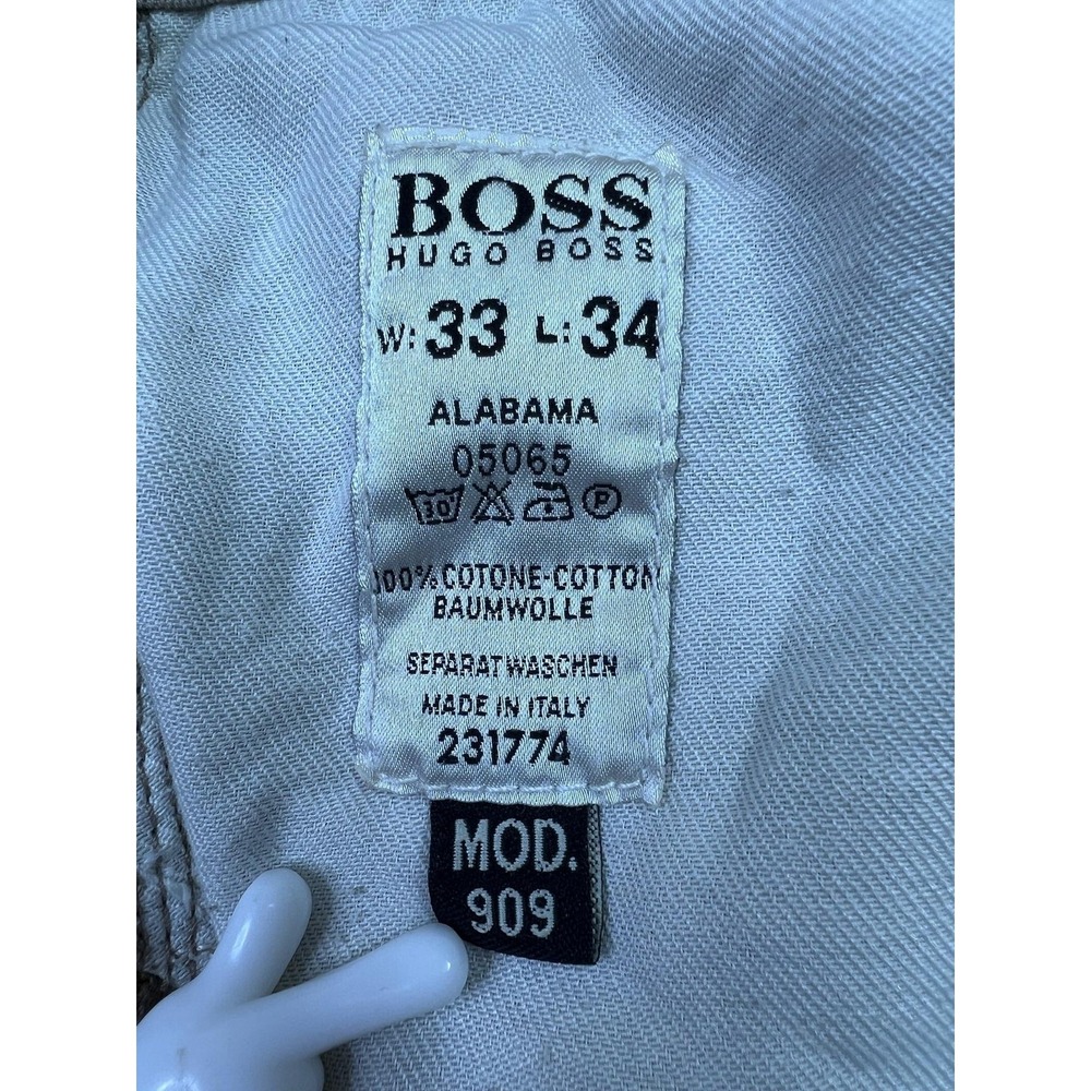 Hugo Boss Alabama 909 Jeans Mens 33x34 Beige Regular Straight Cotton Denim Italy - Picture 8 of 13